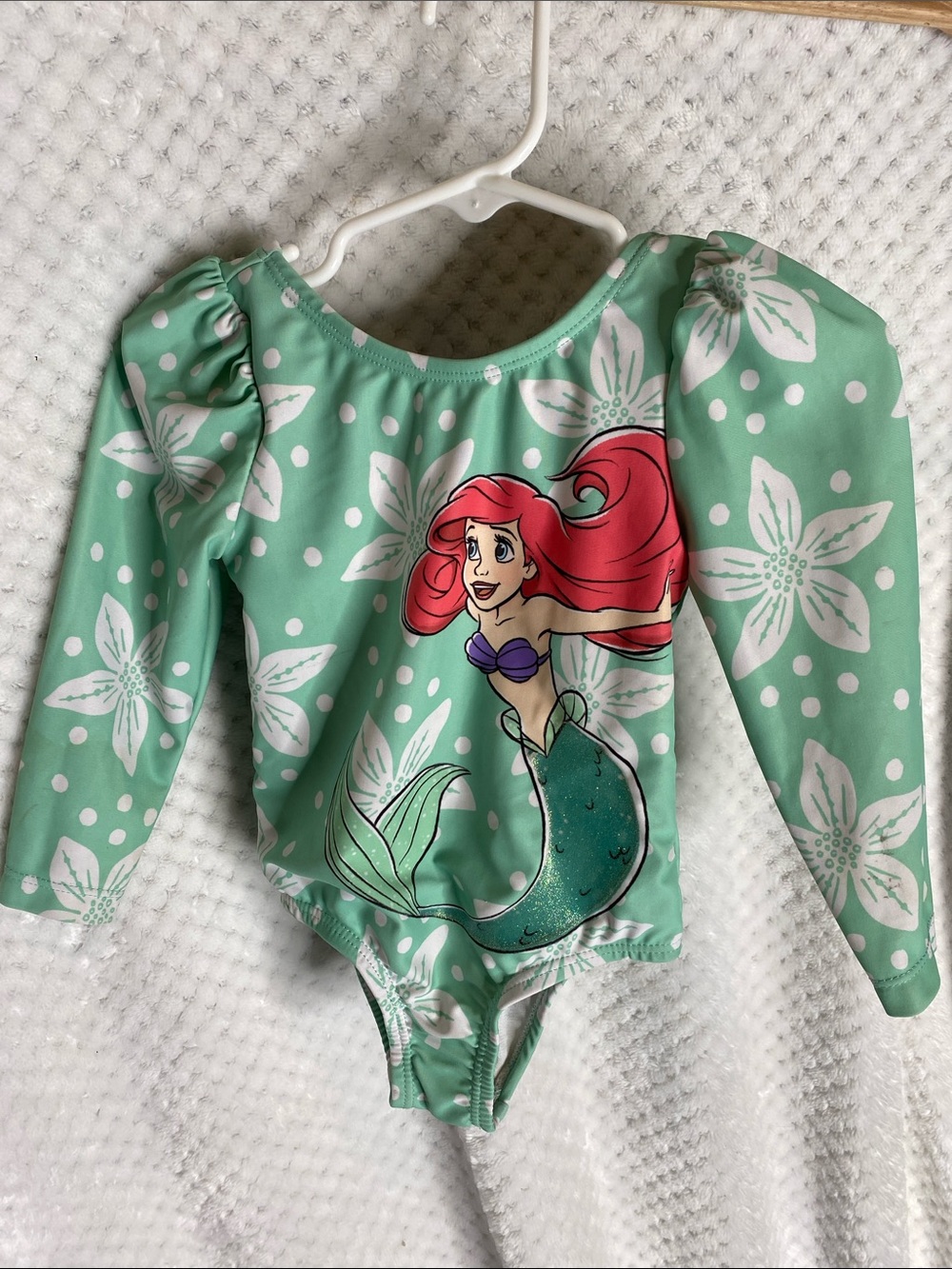 Little Mermaid Ariel Green One Piece long sleeves Swimsuit